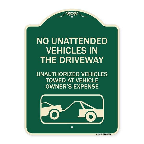 Signmission No Unattended Vehicles in the Driveway Unauthorized Vehicles Towed at Vehicle Owners, G-1824-23553 A-DES-G-1824-23553 - main